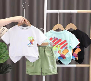 🧢 Cool Vibes Kids Summer Set – Imported Cartoon Print 🧢