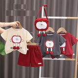 🍎 Little Apple Adventures – 3-Piece Toddler Outfit Set (T-Shirt, Shorts & Bag)