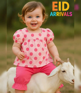 🌈 Polka Dot Bliss – Adorable 2-Piece Baby Outfit 🎀 (IMPORTED)