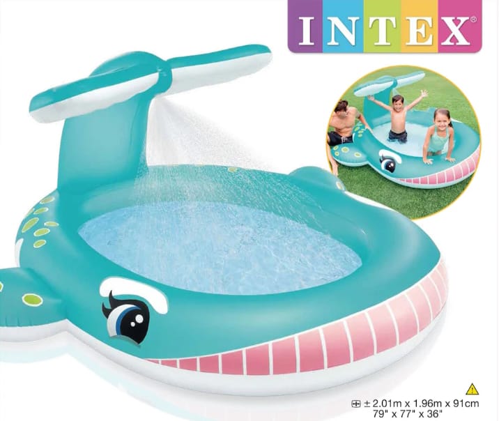 Intex Whale Spray baby Swimming Pool – Big Fun with a Splash! 🐳💦 Size: 79" x 77" x 36"