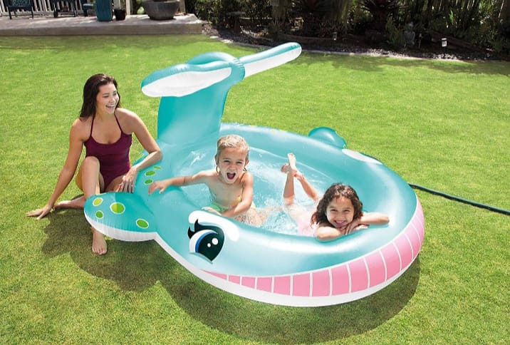 Intex Whale Spray baby Swimming Pool – Big Fun with a Splash! 🐳💦 Size: 79" x 77" x 36"
